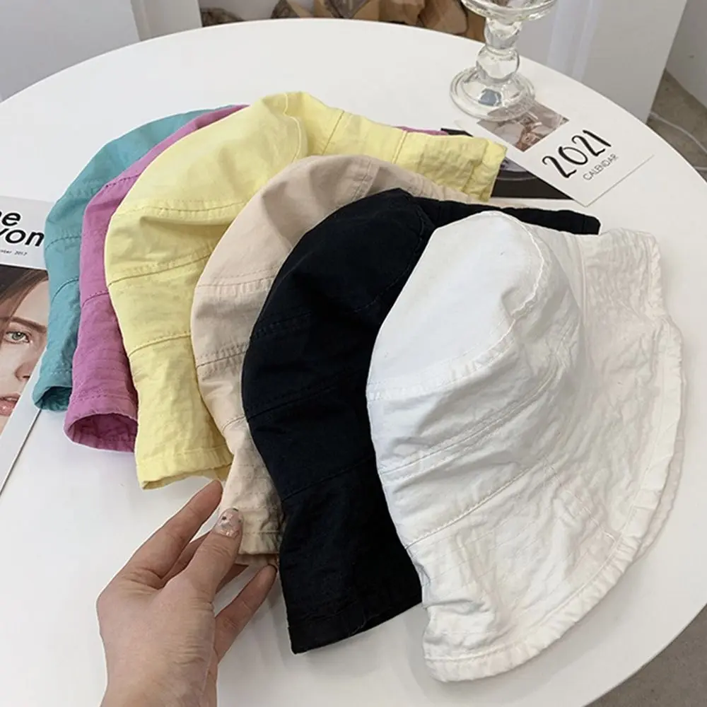 Mũ Bucket Chống Nắng, Phong Cách Thường Ngày Chất Liệu Cotton Thoáng Khí, Mũ Ngư Dân, Màu Trơn Mũ Lưu Vực, Thích Hợp Cho Mùa Xuân Và Mùa Hè