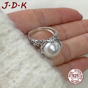JDK Cincin Mutiara Berongga Perak 925 Untuk Wanita, Desain Terbuka Yang Dapat Disesuaikan