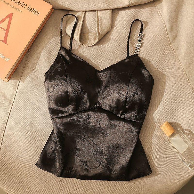 Product Introduction of Áo Yếm Satin Jacquard Kiểu Pháp, Phong Cách Trung Quốc Mới, Có Đệm Ngực Dây Đeo Trên Cùng, Áo Ống Mặc Trong Ngắn, Áo Làm Đẹp, Độc Đáo Nữ Top Women Denim 6