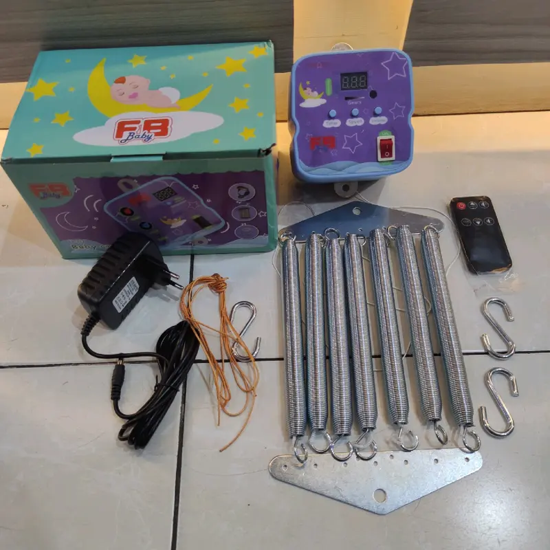Bluetooth Paket Ayunan Listrik 7 Per Pegas Termasuk Kain Kelambu Dan Hanger Bayi 6