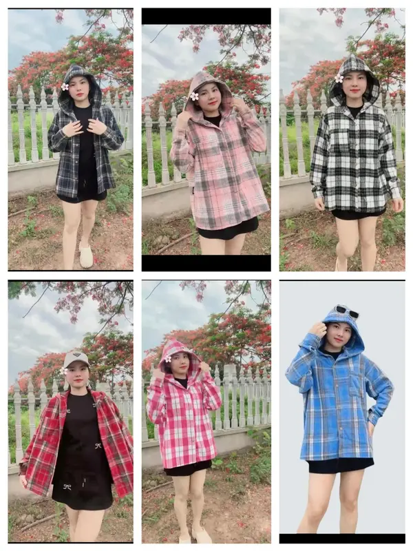 Áo Sơ Mi Áo Chống Nắng Flannel Tay Dài Caro Có Nón Tag Dessuu Form Nam Nữ (Nỉ Dạ) Menswear Shirt   áo  & áo choàng Nhung áo khoác bing 1