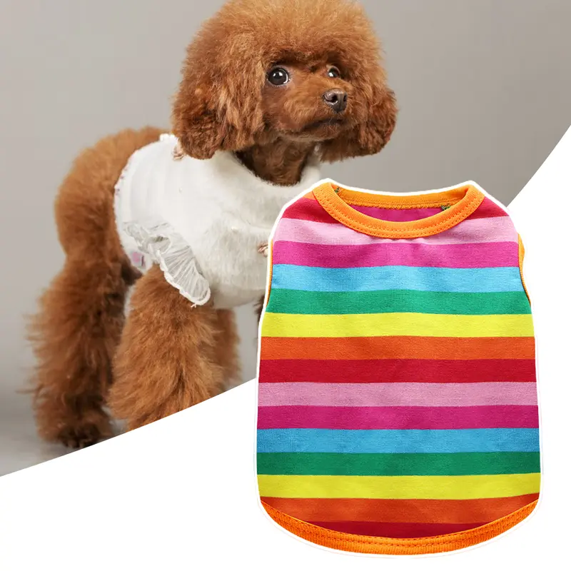 Áo Vest Cho Thú Cưng, Dải Cầu Vồng, Thời Trang Bắt Mắt, Trang Phục Cho Chó, Áo Cho Chó Con, Quần Áo Mặc Nhà 1