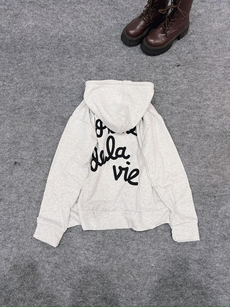Product Introduction of Áo khoác nỉ ngoại in chữ khoá kéo có nón an877 unisex nam nữ 12
