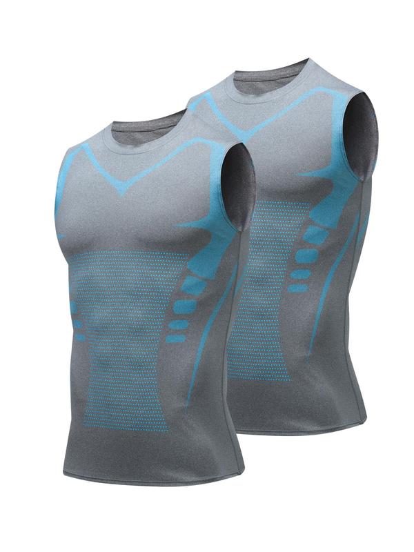 Men's Compression Round Neck Shapewear Tank Top, Quick Drying Breathable Sleeveless Tummy Control Shaper Top, Men Shapewear for All Seasons, Activewear for Runner, Compression Garment 2