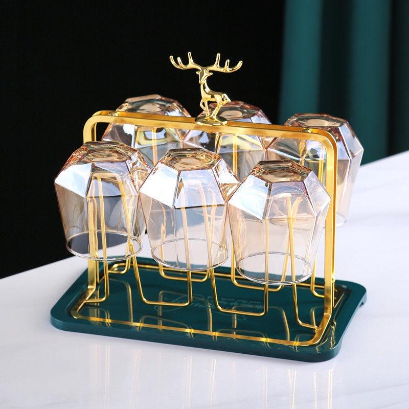 Giá Úp Ly, Giá Úp Cốc Hươu Mạ Vàng, Làm Bằng Inox 304 Không Rỉ (6 Giá Úp) -Tinh Tế - Kèm Khay Hứng Nước Ti Kitchen Nhà Bếp