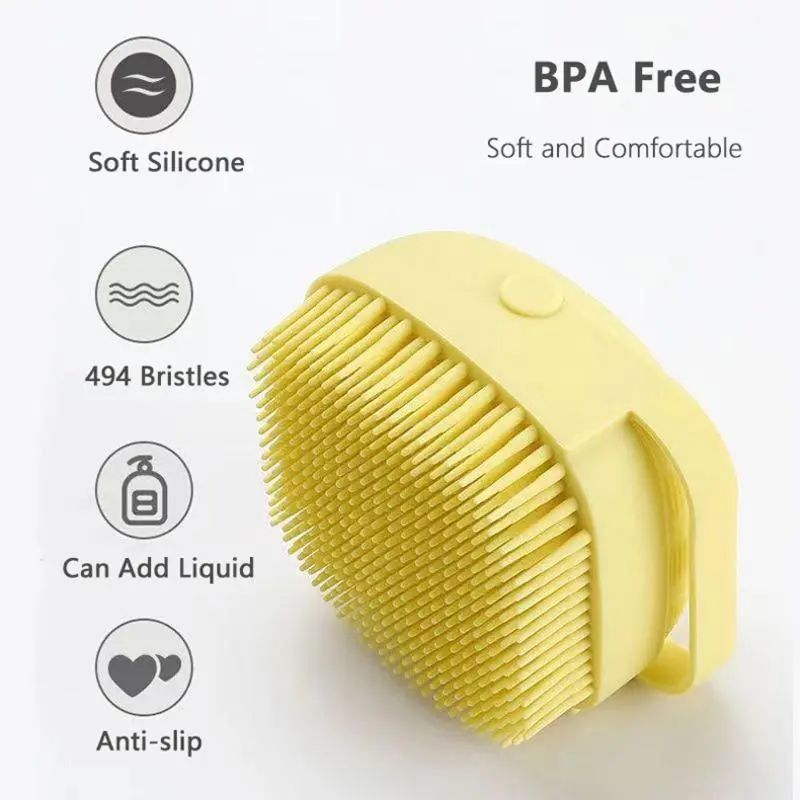 Soap Dispenser Brush for Shower (1 Count), Cleaning Products Mini Random Color Refillable Liquid Bath Brush, Hygiene Products, Everything Shower Products, Body Scrubber, Sweets Gifts for Men 3