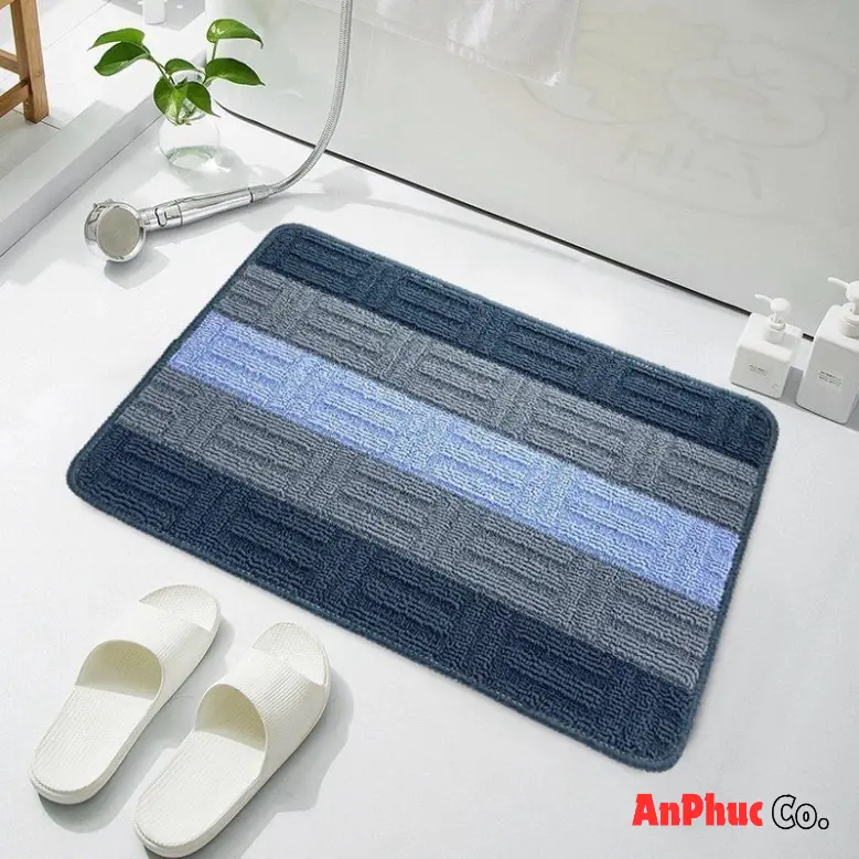 Thảm Lau Chân Kẻ Sọc Siêu Thấm Nước Chống Trượt Để Phòng Tắm, Phòng Khách - Thảm Len Kẻ kích thước 40x60cm