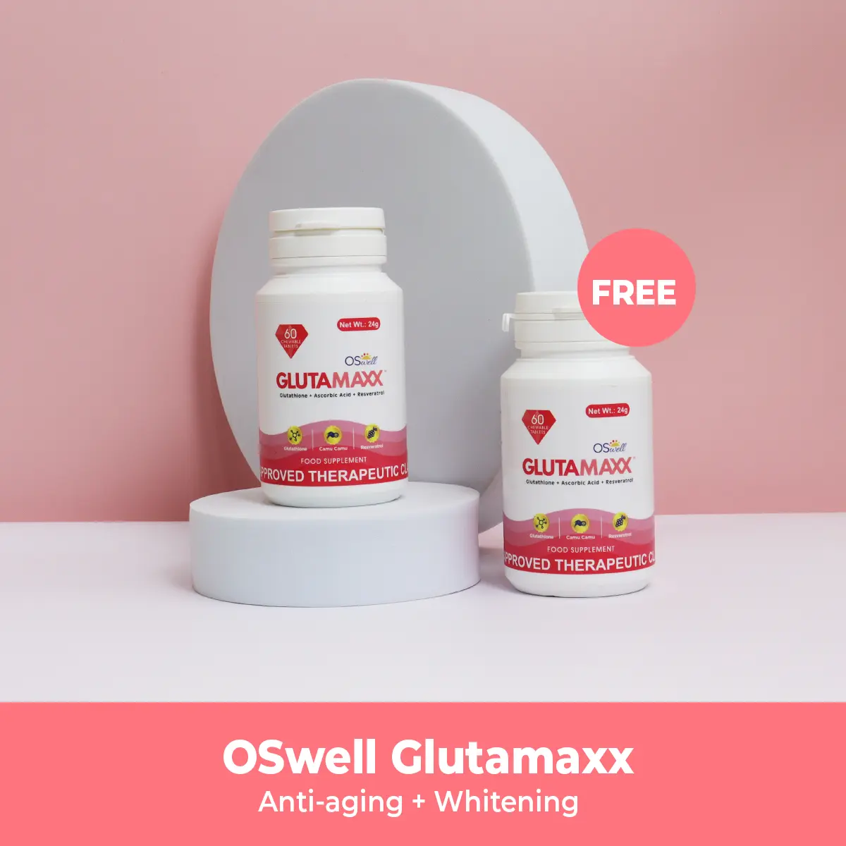2 OSwell Gluta Maxx for Anti-aging and Whitening (FDA APPROVED) Supplement Glutathione Beauty