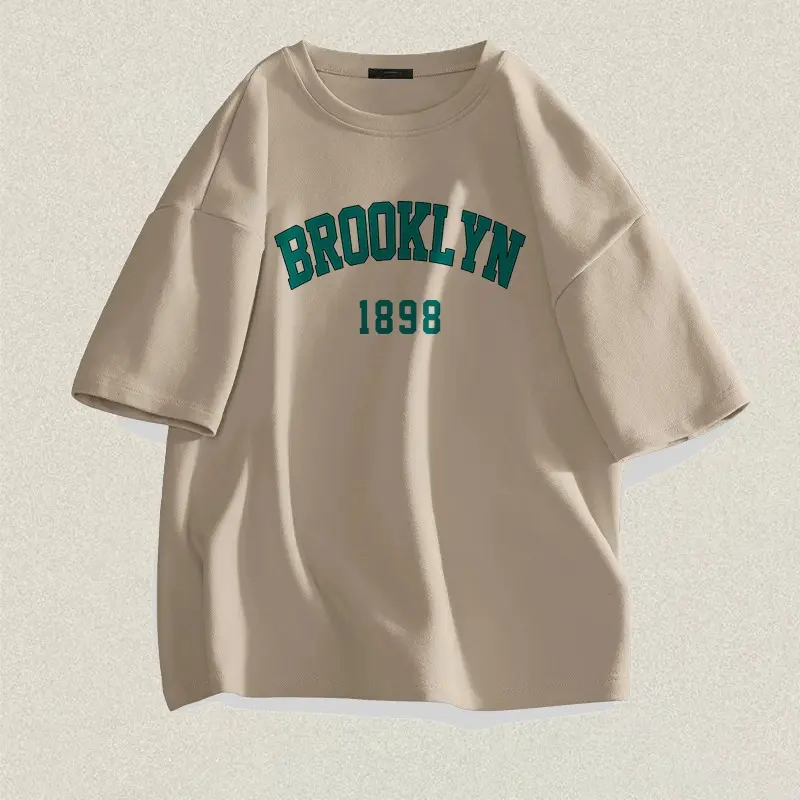 DECRAVE Baju Kaos Oversize Pria Khaki Tebal Kaos Pria Distro Lengan Pendek Kaos Kata Kata Keren