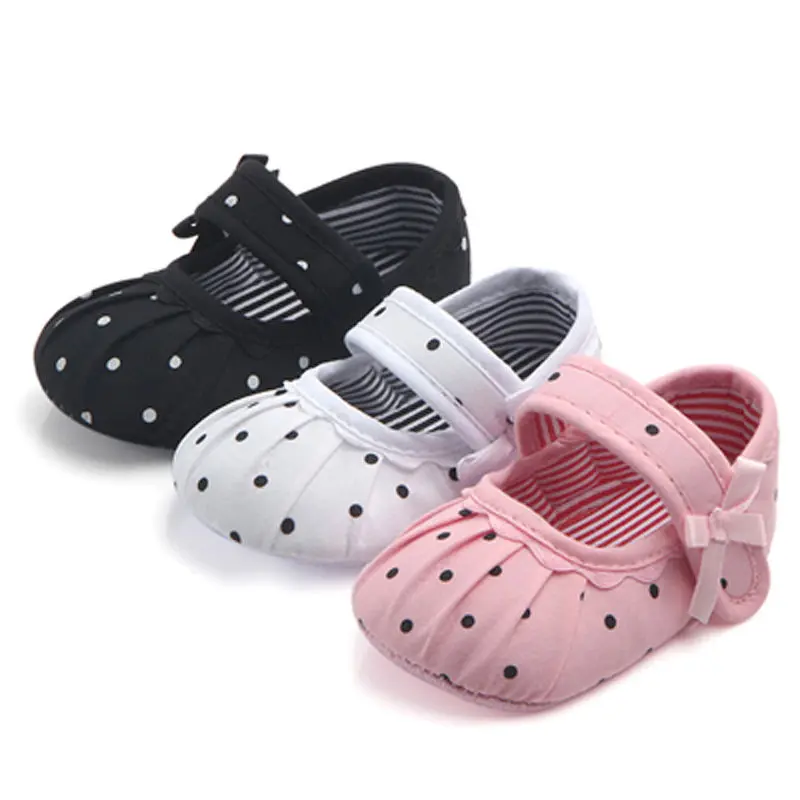 Baby Girl Soft Sole Shoes, Cute Toddler Anti-slip Sneaker, Newborn Bowknot Dot Shoes