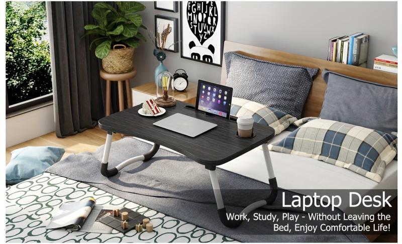 Product Introduction of Laptop bed desk tray holder with cup holder/drawer, used for bed/sofa/sofa/study/reading/writing on low living room floor, large portable foldable lap table bed holder, used for dining and laptop 0