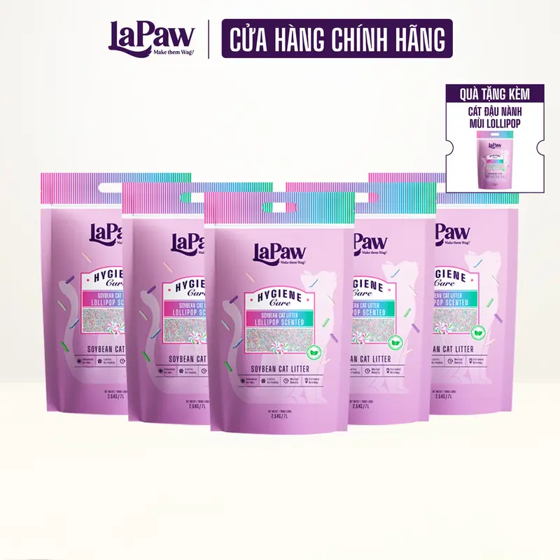 [Combo 5 túi] LaPaw Cát Vệ Sinh Đậu Nành Lollipop Cao Cấp 7L/ 2,5 KG 2