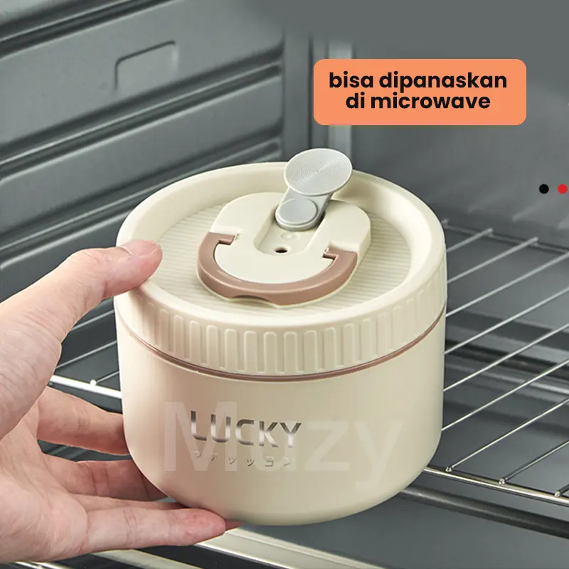 HALU Kotak Makan Bento Portabel Anti Tumpah Tahan Panas Stainless Lunch Box Rice Tempat makan Bulat Tempat Bekal Makan Container Sealed Food HMB106 3