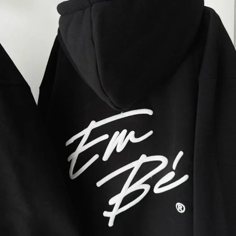 Áo Khoá Nỉ Form Rộng Nam Nữ Unisex Mũ 2 Lớp in chữ EM BÉ mensweaoNhung Dài Tay Menswear Hoodie