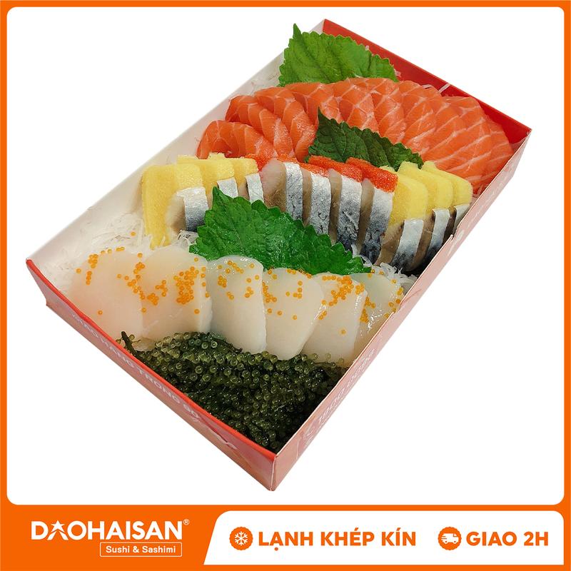 [HCM - Giao 2H] Combo Sashimi 3B - 3 Loại Hải Sản - Cá hồi Nauy, Cá trích ép trứng, Cồi sò điệp Nhật - Đảo Hải Sản