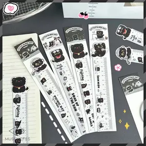 Penggaris Magnet Black Cat 15cm Alat Kantor dan Sekolah Kucing Wild Cat Lucu Ruler S-AT042