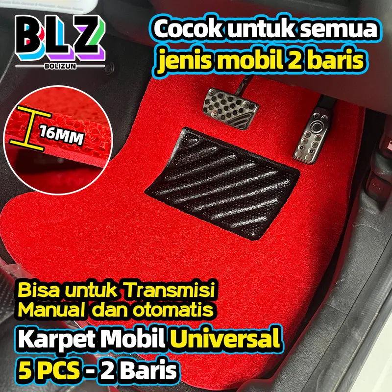 Karpet Mobil 5 Pcs 2 Baris Universal pvc mie bihun Penebalan 16MM/ Universal bisa diaplikasikan ke semua mobil Car Kendaraan 0