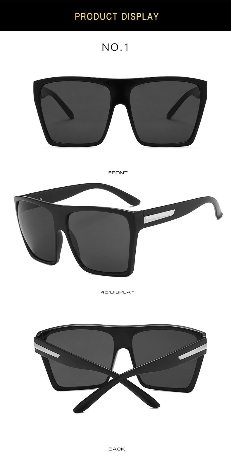 Product Introduction of New Large Frame Square Sunglasses Female Personality Metal Strip Sunglasses Trendy Glasses 9