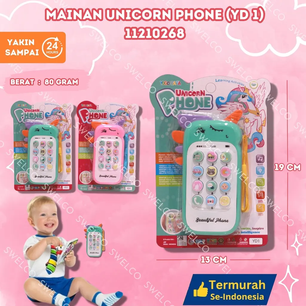 Mainan Handphone Anak Bayi Mainan Musik Bayi Mainan Unicorn Phone (YD 1) Ayam Belajar