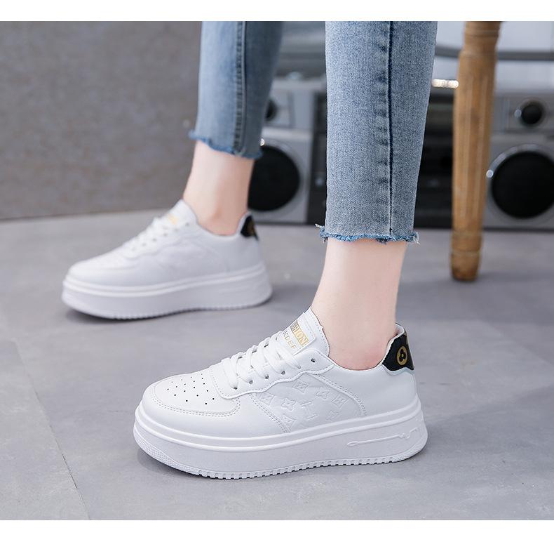 Product Introduction of Platform White Shoes Women's 2024 New Autumn Thin Breathable Sneakers Western Style Leisure Women's Shoes Short Women's White 17