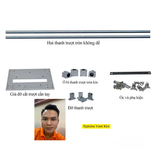 Khung trượt máy cắt cầm tay Nghiêm Vượt Khó bằng inox, lắp được nhiều máy cắt đến từ nhiều thương hiệu khác nhau mặt bàn lớn 33x36 cm ( lưu giá này chỉ có khung gồm 2 thanh trượt đăc mạ rom, 4 ổ bi, 4 gối đỡ 1 mặt trượt 33x36 ốc vít phụ kiện đi kèm ) 5