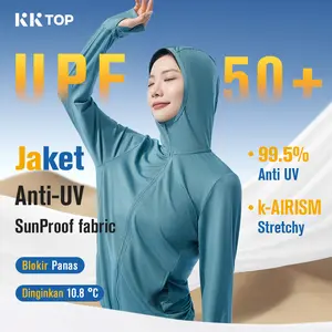 KKTOP Jaket Olahraga Anti UV  Wanita Baju Olahraga UPF50+ Breathable Outdoor Ringan Cepat Kering Nyaman Sporty Jaket Anti Matahari Atasan(J001)