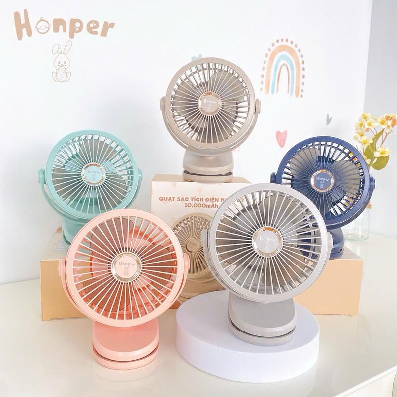  Quạt Kẹp Sạc Tích Điện Honper Cho Bé - 10000mAh không dây Usb Phụ Kiện 