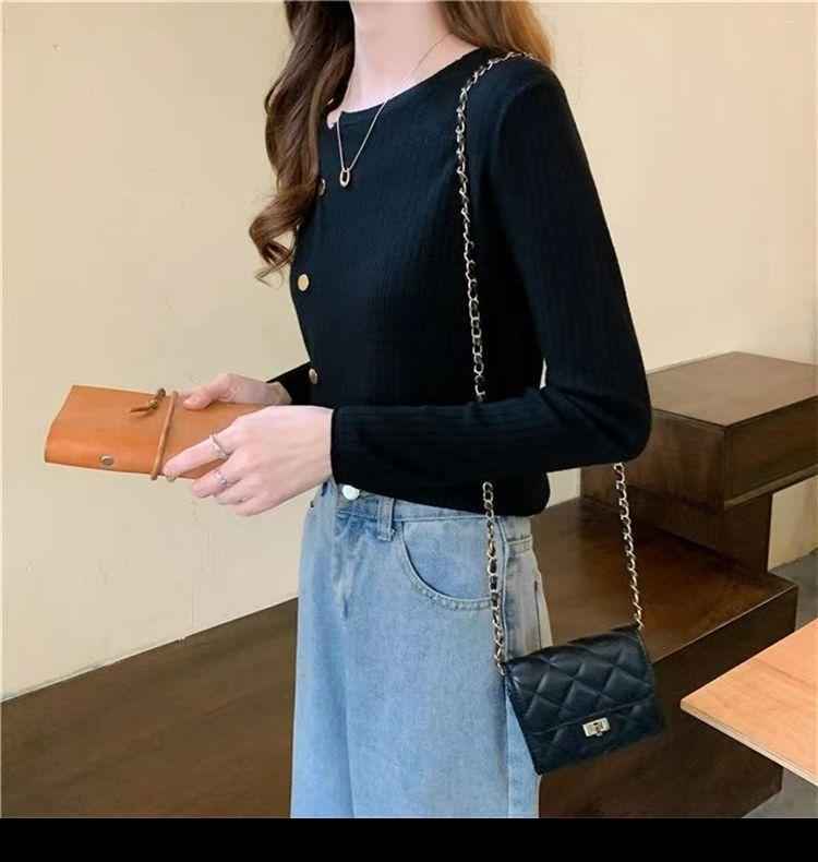 Product Introduction of Slim Fit Skinny Short Long Sleeve Bottoming Sweater Top Western Style Inner Wear Sweater Women's Autumn and Winter Wild Basic Simple Knitwear Womenswear 14