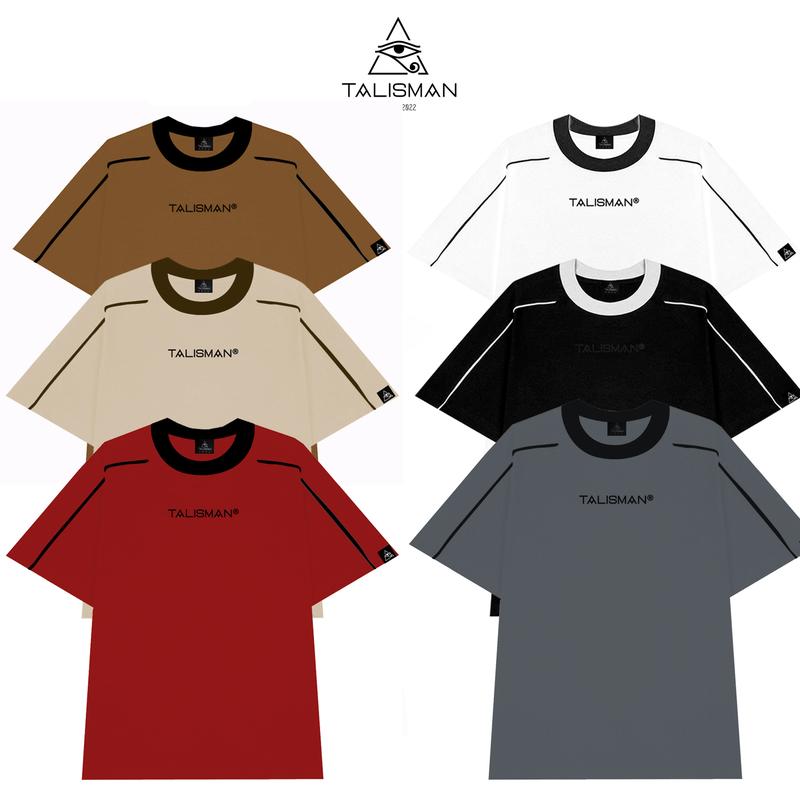  Áo thun 1 viền TalismanVN áo viền in cao su nổi Cổ Tròn 