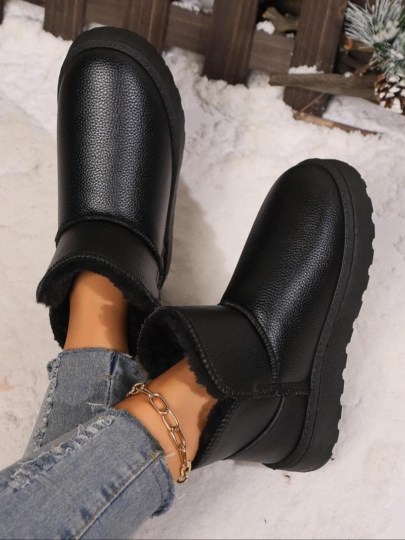 Product Introduction of Women's Fashionable Solid Color Ankle Boots, Casual Comfortable Warm Snow Boots for Fall & Winter, All-match Waterproof Ankle Boots for Autumn Outfits 12