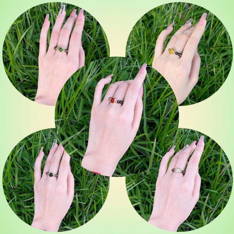 Nhẫn Trầm Hương Mix Đá Theo Mệnh Freesize - Nhẫn May Mắn Đeo Tay vòng phong vòng trầm