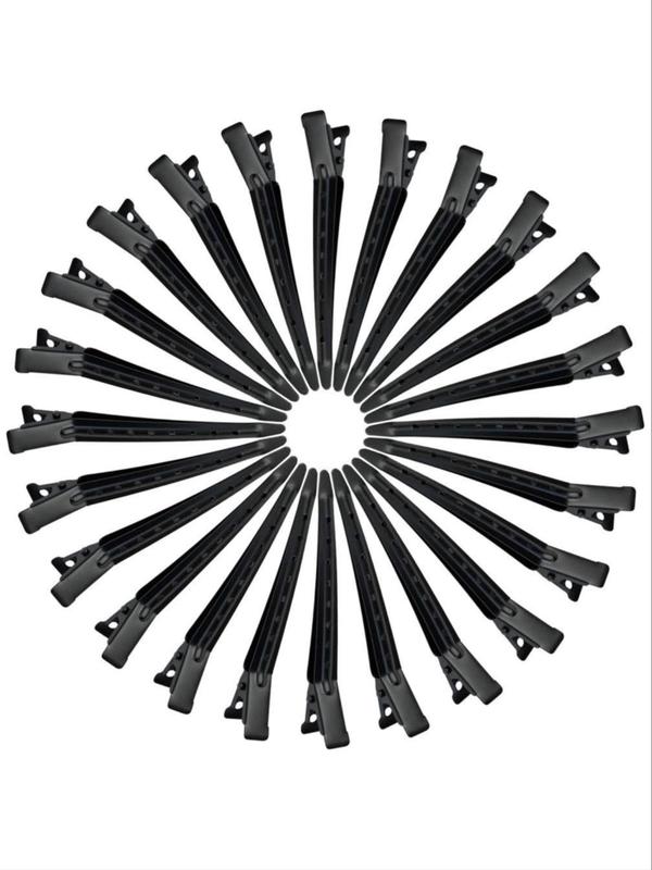 Solid Color Hair Clip (24pcs), Large Duckbill Hair Styling Clip, Hairdressing Clip, Hand Push Corrugated Clip, Partition Positioning Clip 2
