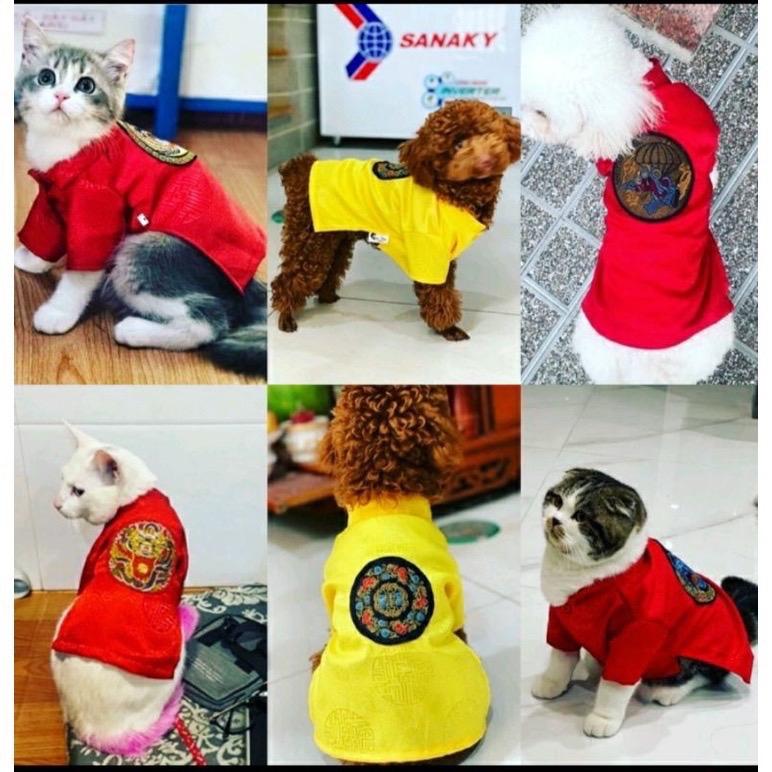 Áo dài Tết cho chó mèo 1-25kg vải gấm thương hiệu Sói
