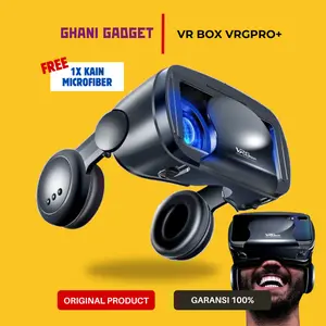 VR Box 3D Virtual Reality Glasses dengan Headphone Hi-Fi Aux 3.5mm Kacamata Games Headset HP Smartphone Android iPhone iOS Universal - VRGPRO+ Original