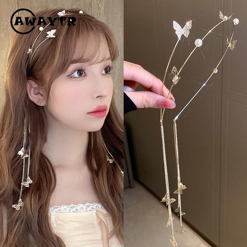 Bờm Tóc Tua Rua Hình Bướm, Chất Liệu Hợp Kim, Băng Đô Thời Trang, Dành Cho Nữ, Phụ Kiện Tóc 8