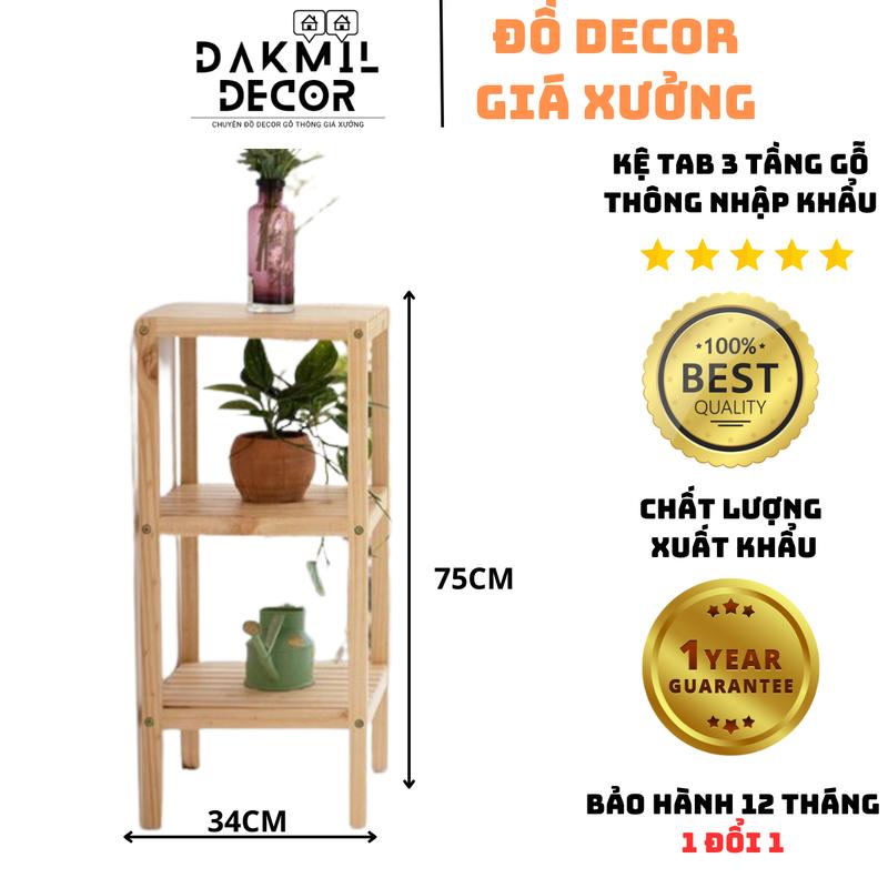 Kệ Vuông 3 Tầng - Kệ Gỗ Đa Năng 3 Tầng Gỗ Thông Nhập Khẩu - Đăkmil Decor