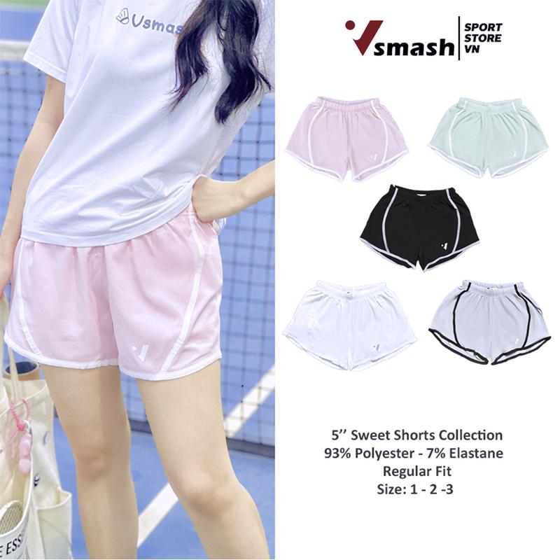 Quần Đùi Nữ ShortsThể Thao 5'' Ngắn 2 Lớp | Vsmash Sportwear VN | Vải Mỏng Nhẹ Mát Mau Khô Dùng Chạy, Tập Gym, Cầu lông, Tennis, Pickleball, Nữ Trang Phục Đồng Tập Thể Dục Thun quần  áo