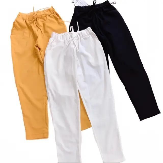 Quần Đũi Nữ Xuất Nhật Dáng Dài Chất Đũi Tơ Loại 1 Mềm Siêu Mát Kiểu Baggy Cạp Chun Co Giãn Đen Women Pants 9 Màu Khuy