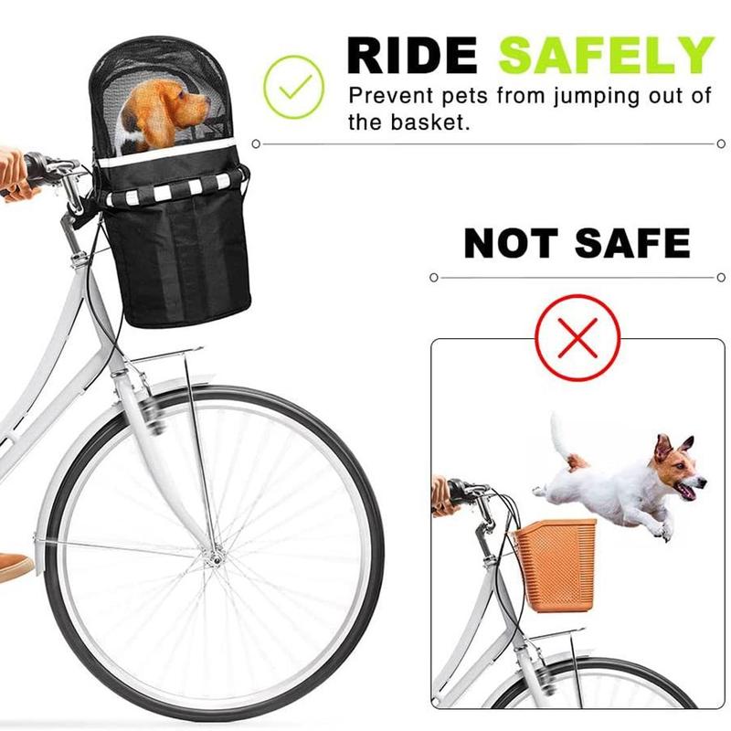 Grid Design Bicycle Pet Carrier, Breathable Bicycle Pet Net, Zipper Pet Protective Cover, Dog & Cat Accessories for Outdoor Cycling 3