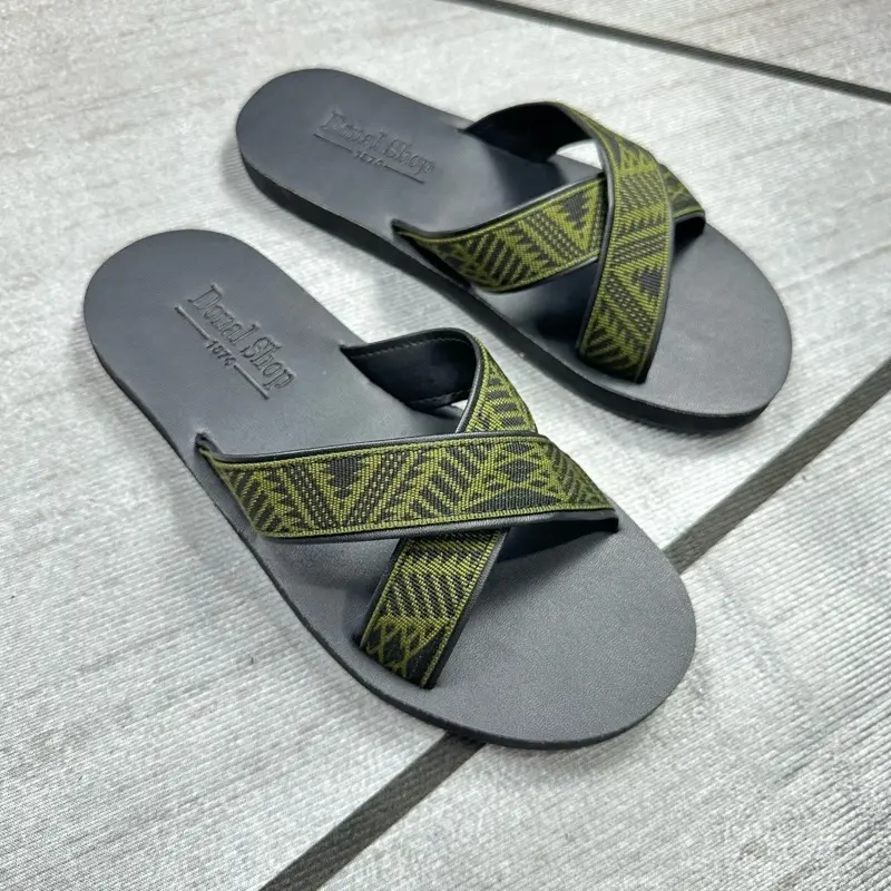 [6] Dép Nam Quai Chéo , Sandal Quai Dù Hoạ Tiết Sọc Rằn .Sandal Nam Quai Chéo Chữ X . Slipper Nam Chéo X