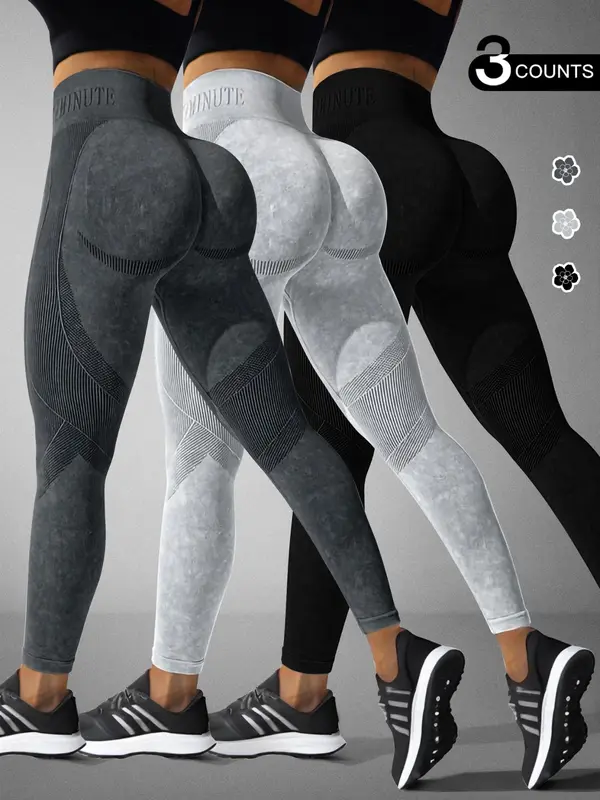 Women's Solid High Waist Sports Leggings, Casual Comfy Breathable Butt-lifting Skinny Pants for Yoga Gym Workout Running, Ladies Sportswear for All Seasons 4