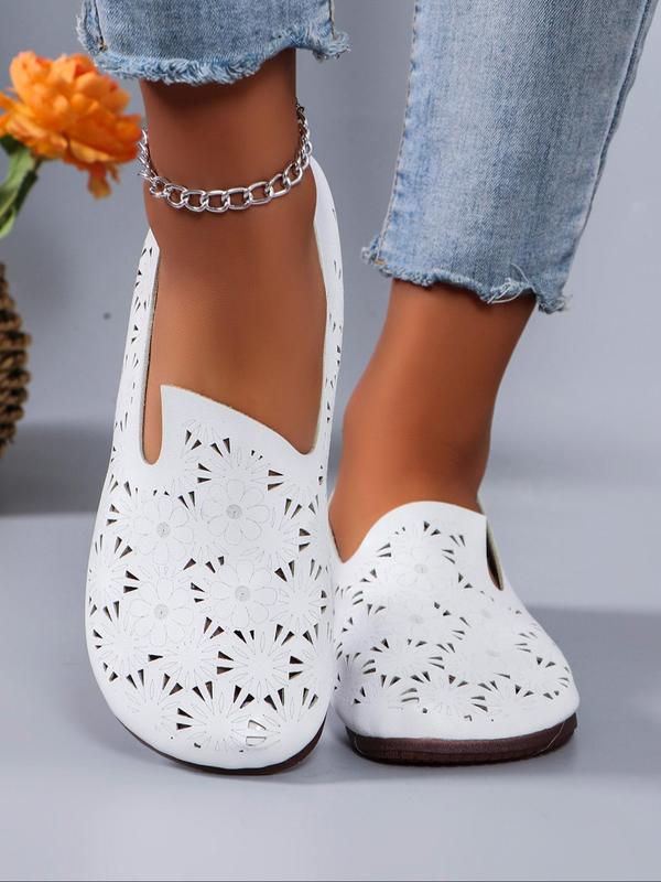 Women's Hollow Out Design Slip on Flats, Casual Comfortable Breathable Flat Shoes for Daily Wear, Lightweight Breathable Shoes for Women & Girls 1