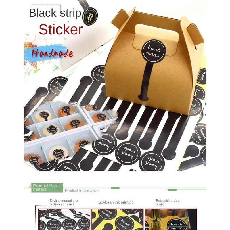Black Handmade Long Sealing Stickers for Pudding Jars - 200pcs - TikTok ...