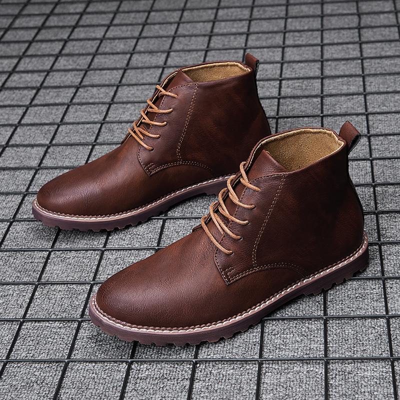 Bốt Martin Mùa Thu / Đông Cho Nam, Giày Da Thường Ngày Cao Cấp, Giày Đi Làm Cổ Điển Mid Top, Giày Thời Trang Nam Ngoại Cỡ 45 46 47, Giày Da Phong Cách Anh, Giày Đầu To, Phiên Bản Hàn Quốc, Giày Ngắn Thường Ngày