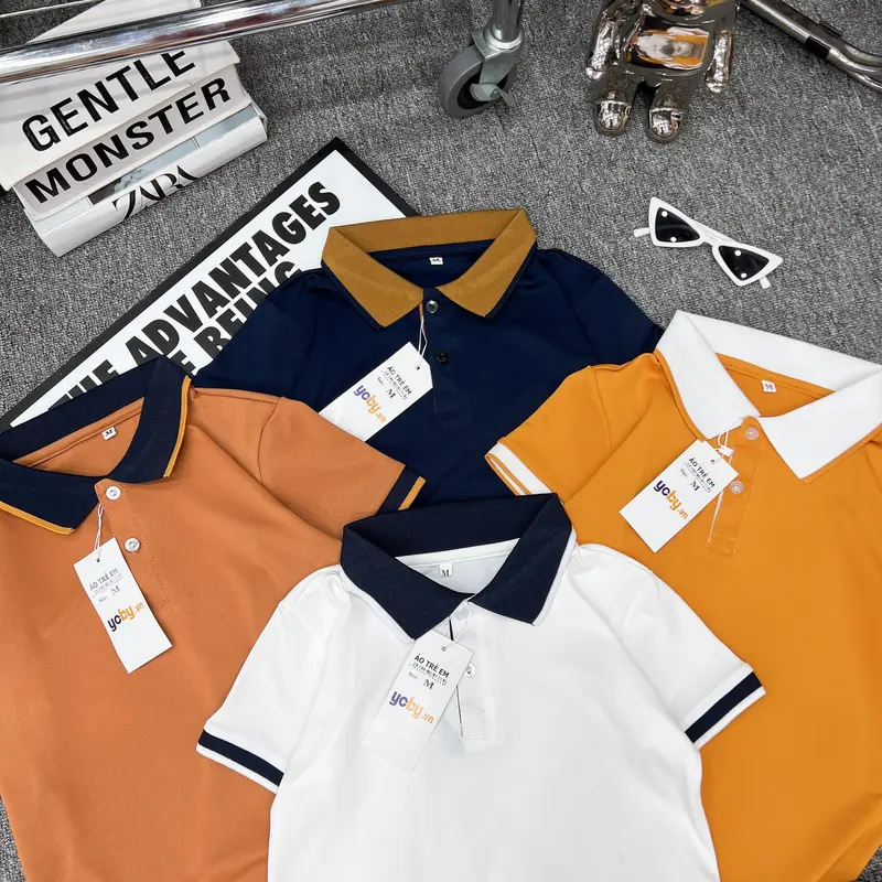 áo thun polo cho bé trai bé gái phối cổ vải cotton mắt chim hàng kỹ bán shop từ 13-38kg siêu xinh  Có Cổ 6