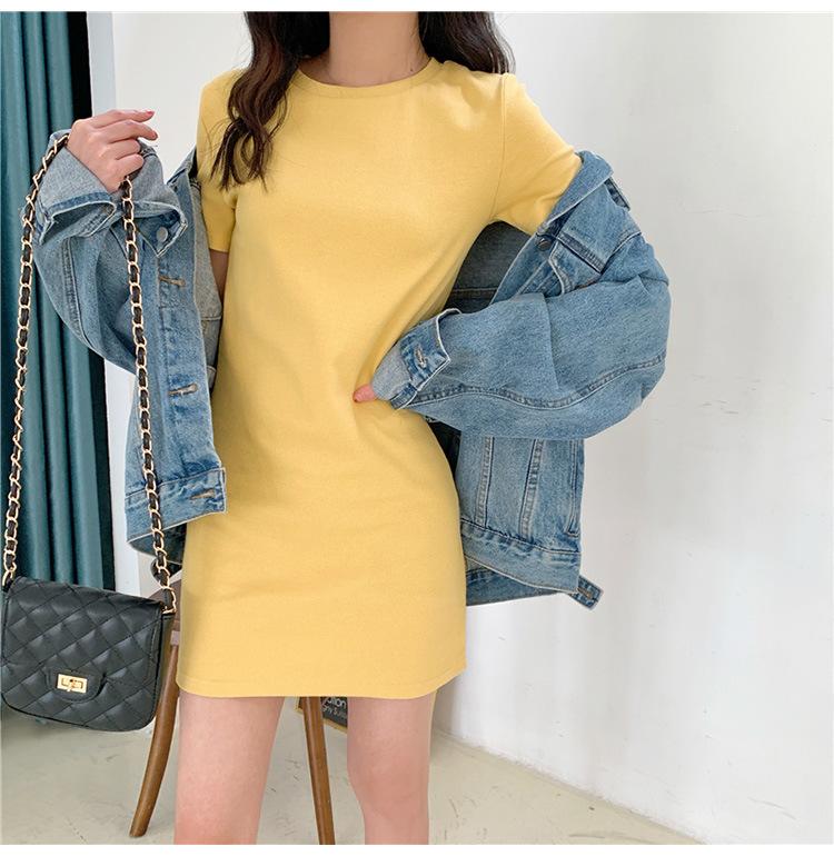 Product Introduction of Váy Áo Thun Dài Tay Dáng Ôm, Phong Cách Hàn Quốc, Hàng Mới Về, Màu Pastel, Váy Co Giãn, Thích Hợp Cho Bé Gái, Hàng Đầu Biến mất, 2023 5