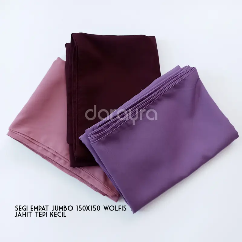 Jilbab Jumbo Segi Empat Wolfis 150 x150 CM Jahit Tepi 5