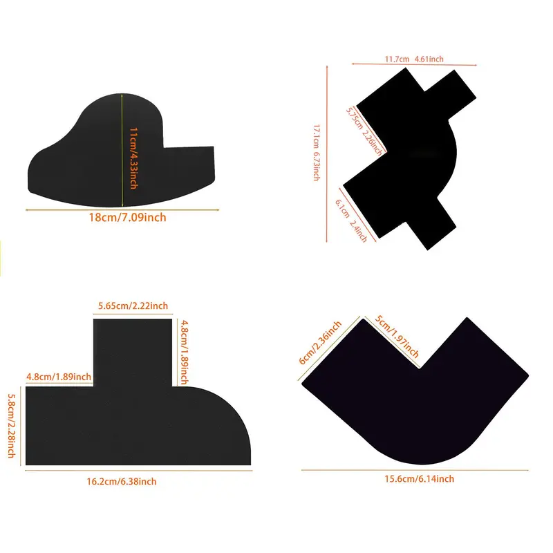 Hair Styling Templates, 4 Counts/set Hairline Design Card, Reusable Beard Shaping Tool, Heatless Styling Tools for Barber Shop Salon, Black 2