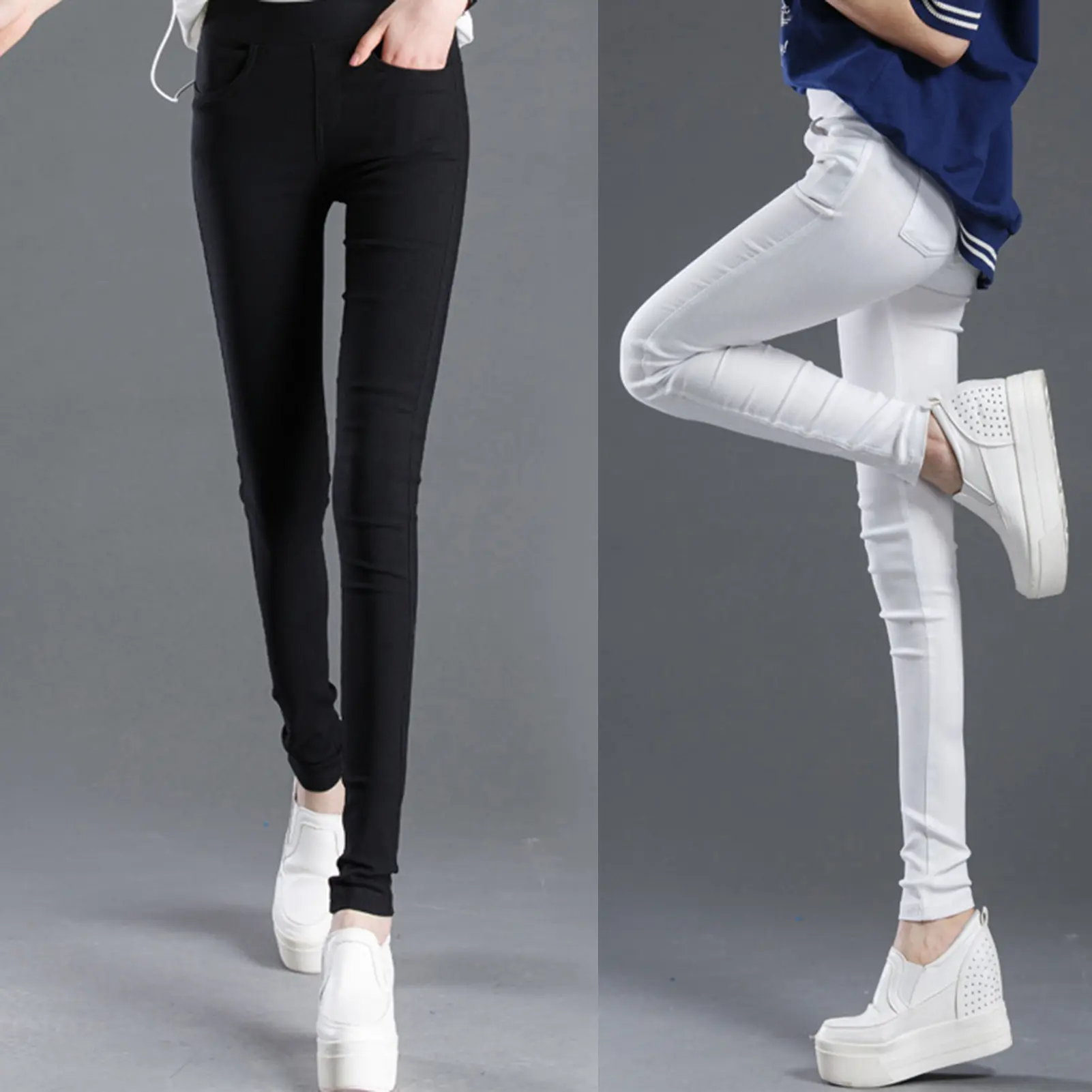 donmowh Pencil Pant Good Elasticity High Waist Straight Womens Elastic Push Up Butt Stretchy Pencil Trousers for Office
