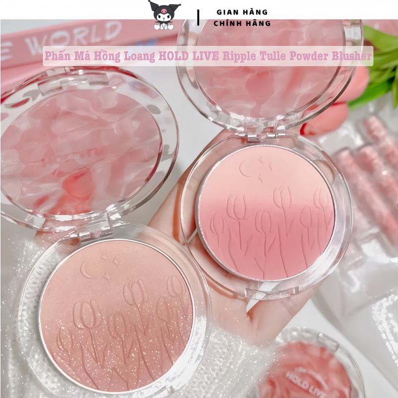 [HÀNG MỚI] Phấn Má Loang HOLD LIVE Ripple Tulle Powder Blusher KUROMI HL667 HLIV106 Mỏng Mịn Tự Nhiên Nhẹ Nhàng Có Nhũ Siêu Xinh Cherry Cosmetic Hoa Tulip